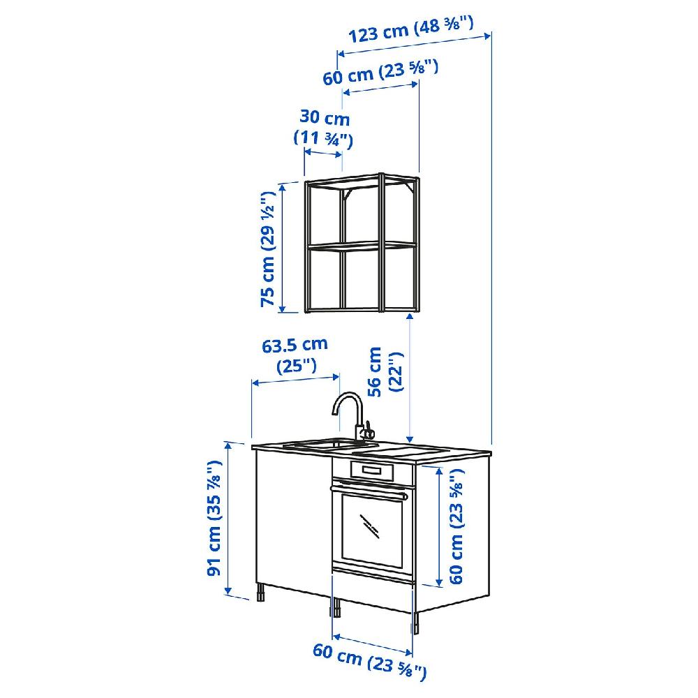 IKEA ENHET Cucina Bianco 123x63.5x222 Cm