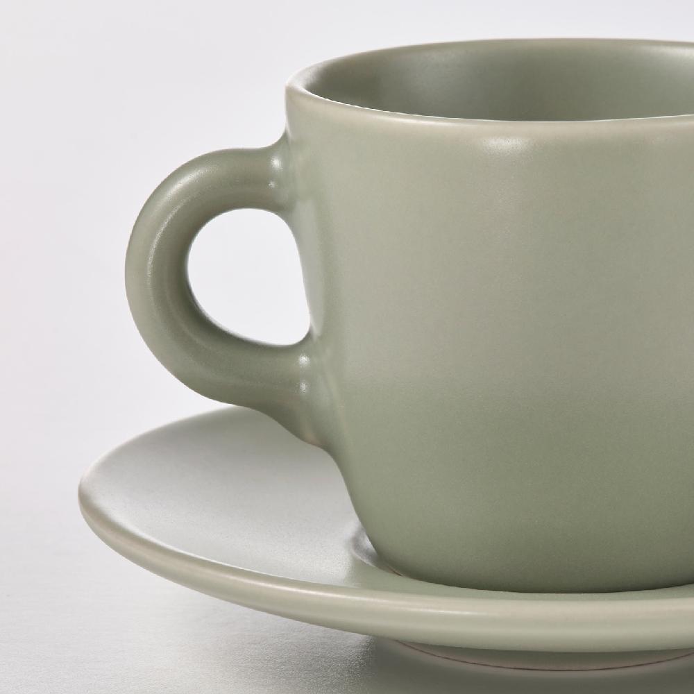 IKEA FÄRGKLAR Tazza E Piattino Opaco/verde 7 Cl