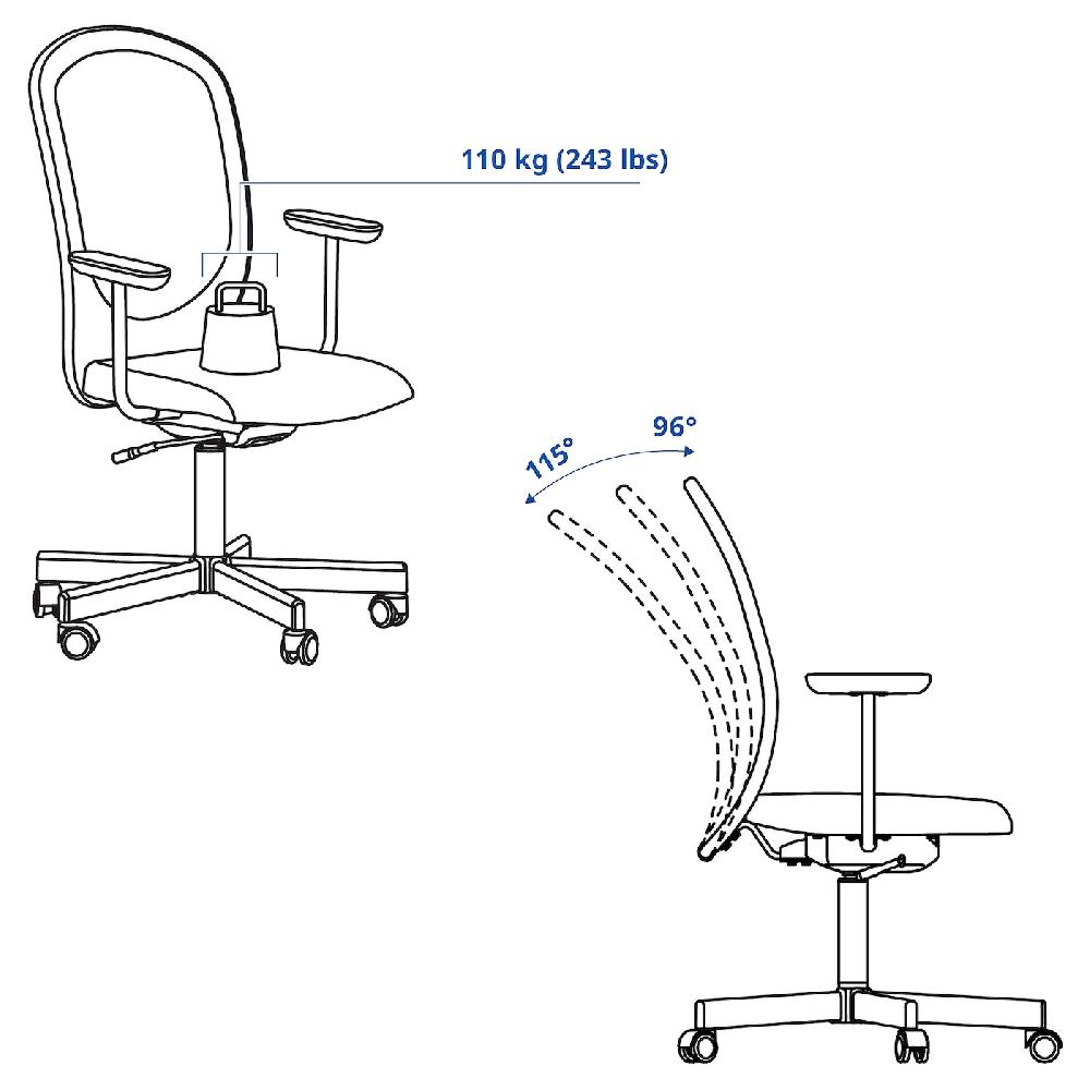 IKEA FLINTAN Sedia Da Ufficio Con Braccioli Nero