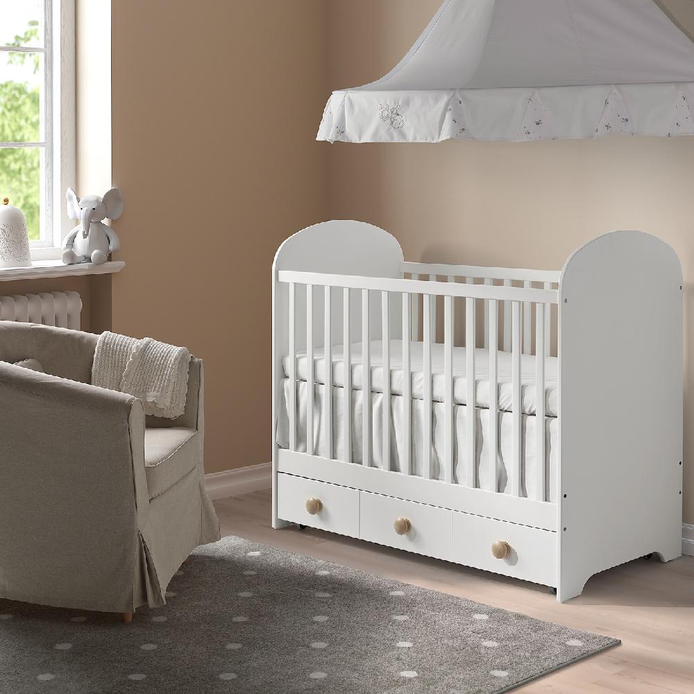 IKEA GONATT Lettino Con Cassetto Bianco 60x120 Cm