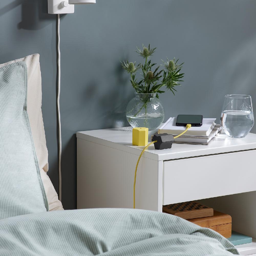 IKEA HAVSKÅL Fermacavi USB 2 Pezzi Nero/giallo