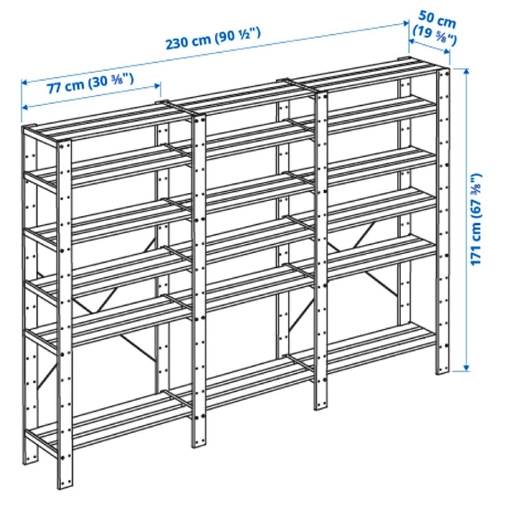 IKEA HEJNE 3 Sezioni/ripiani Pino 230x50x171 Cm