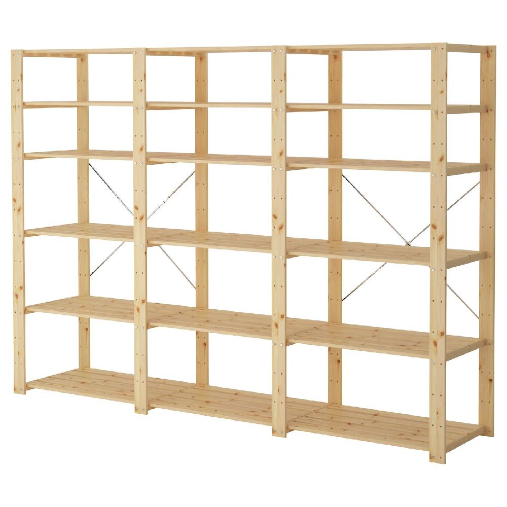 IKEA HEJNE 3 sezioni/ripiani pino 230x50x171 cm
