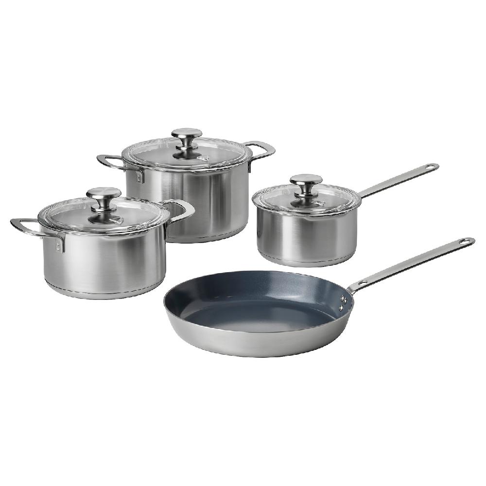 IKEA HEMKOMST Set Di Pentole 7 Pezzi Inox