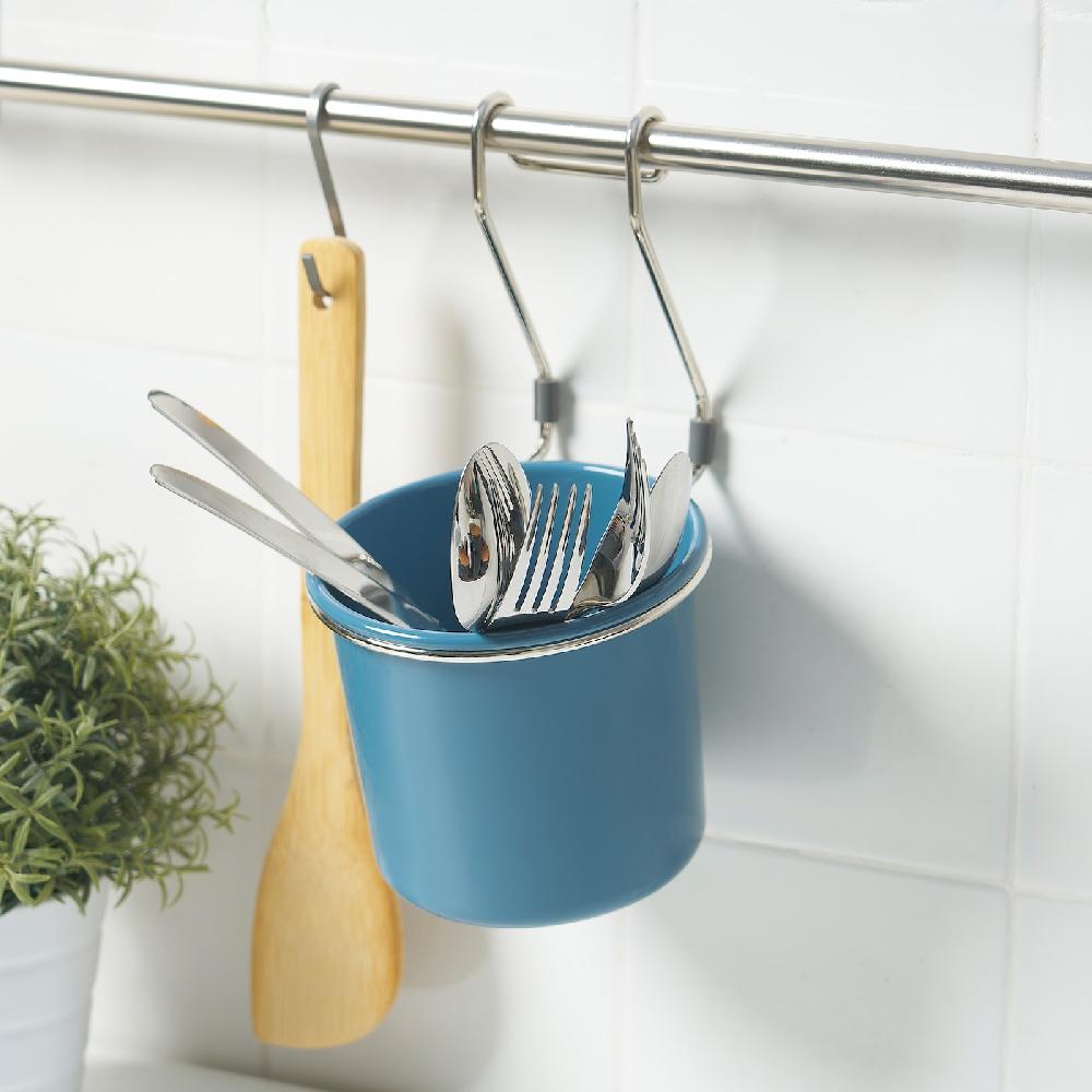 IKEA HULTARP Contenitore blu/nichelato 14x16 cm