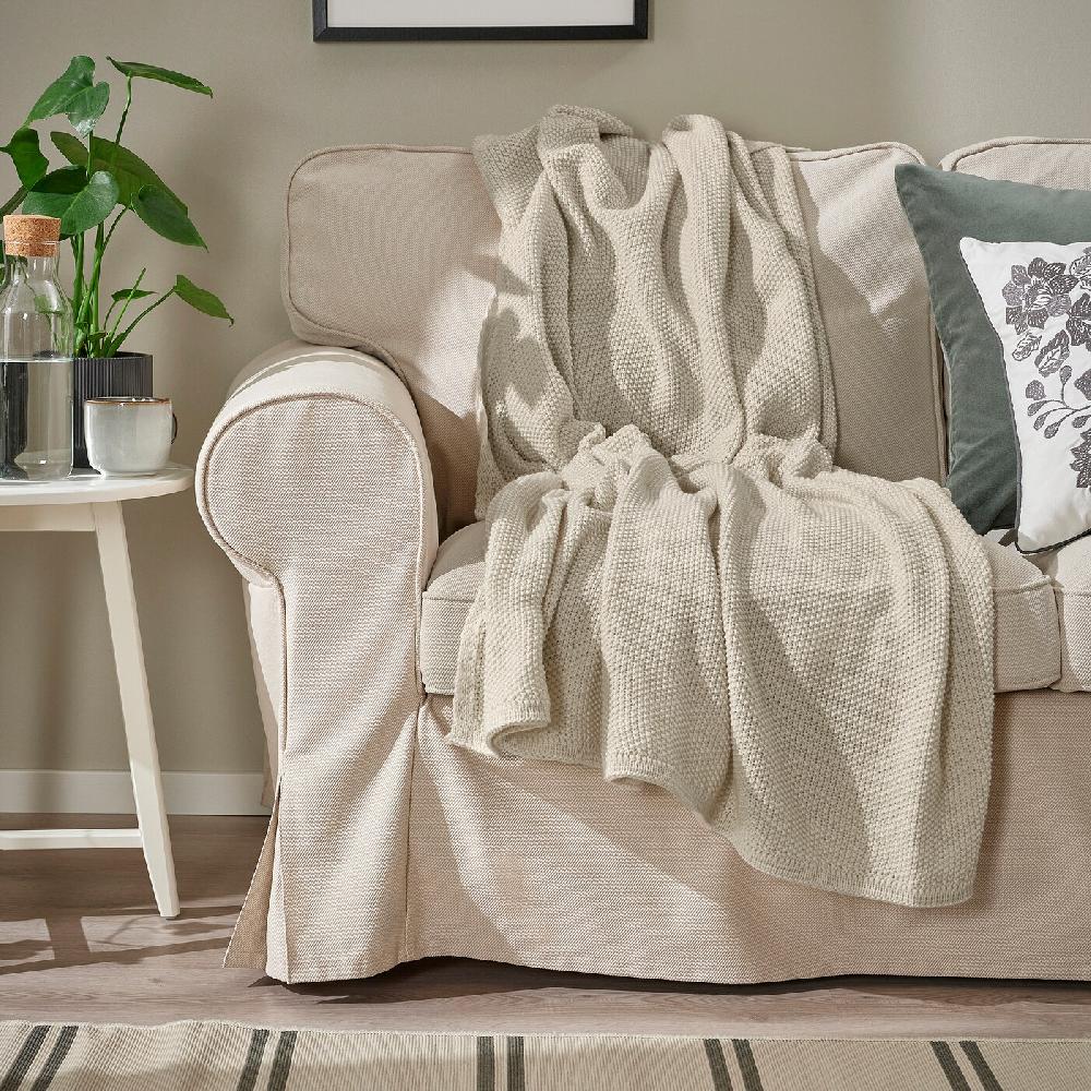 IKEA HUMLEMOTT Plaid Bianco Sporco 130x170 Cm