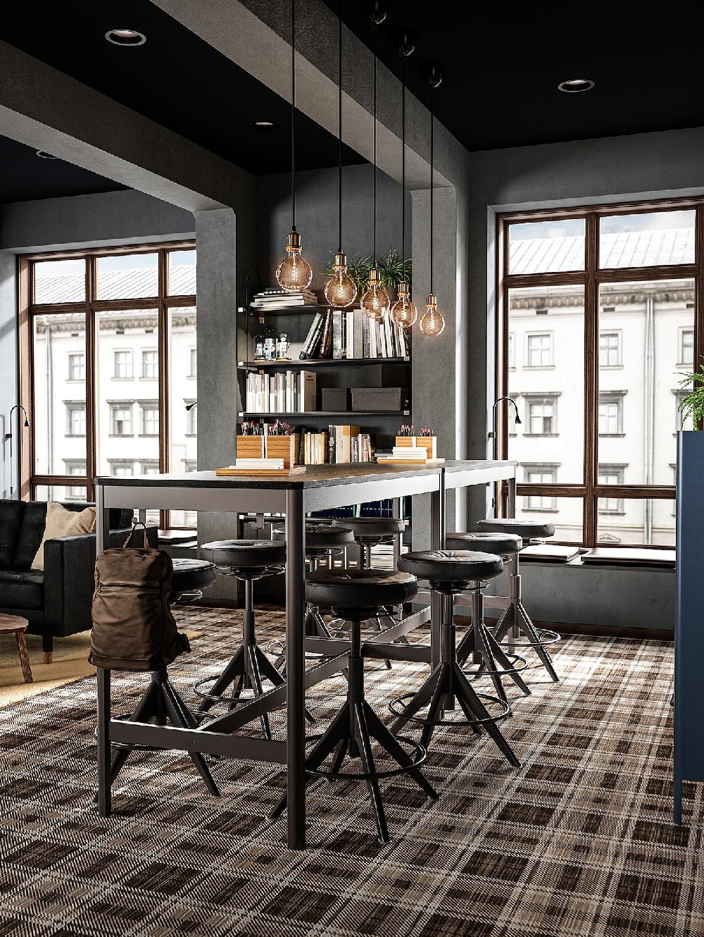 IKEA IDÅSEN Tavolo Nero/grigio Scuro 140x70x105 Cm