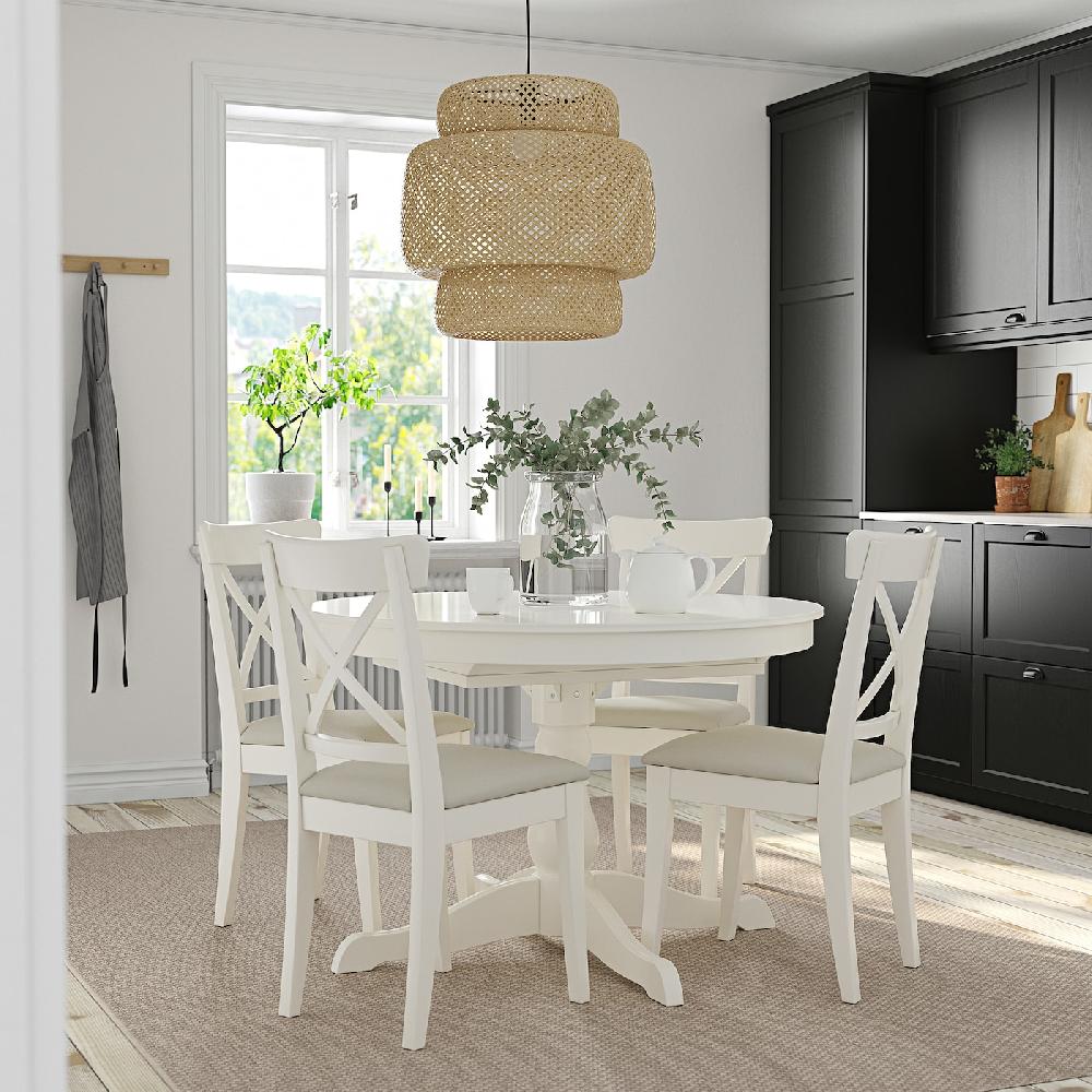 IKEA INGOLF Sedia Bianco/Hallarp Beige