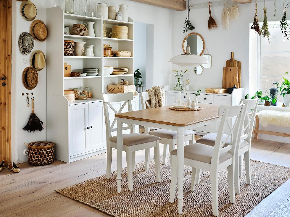 IKEA INGOLF Sedia Bianco/Hallarp Beige