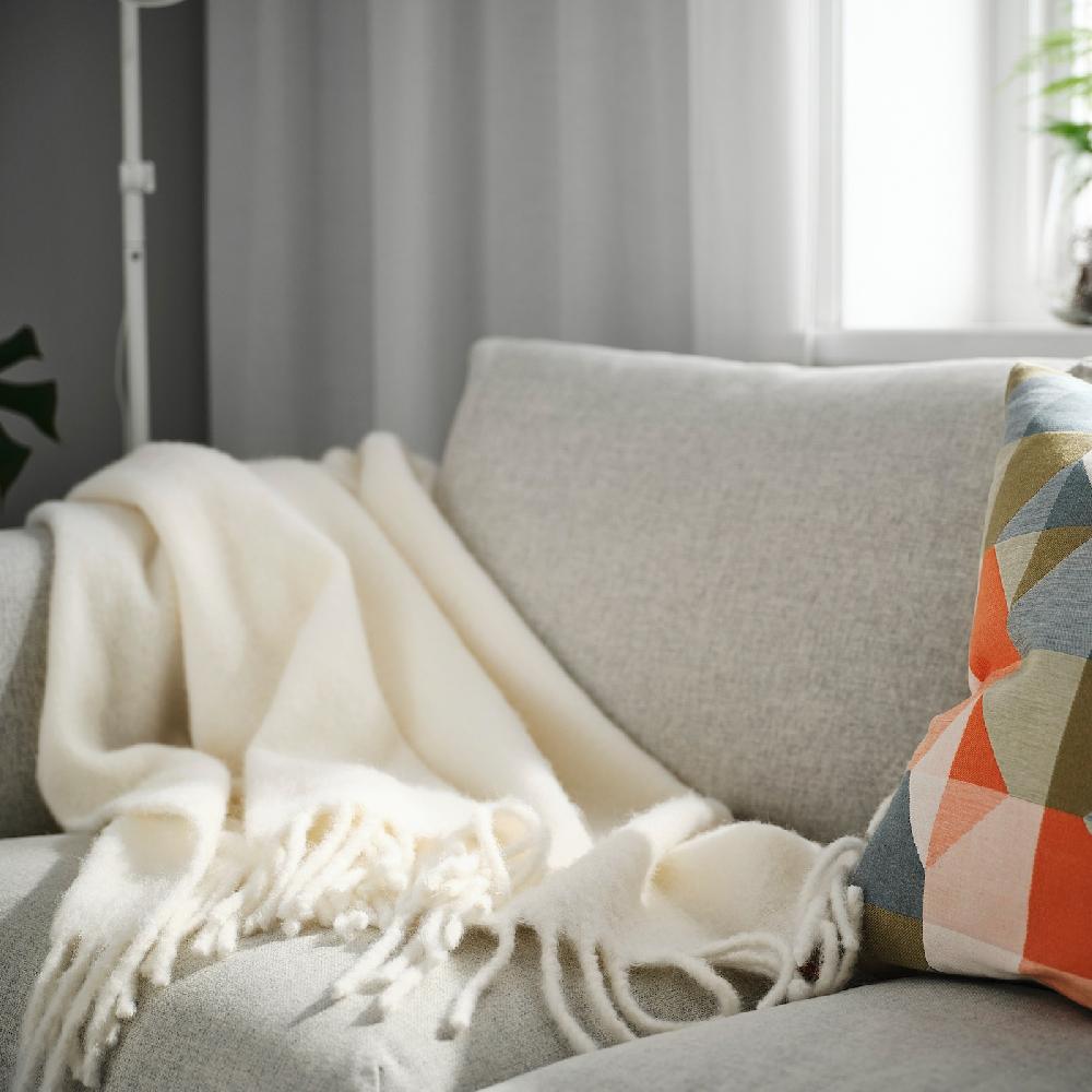 IKEA KLIPPOXEL Plaid Bianco Sporco 130x170 Cm