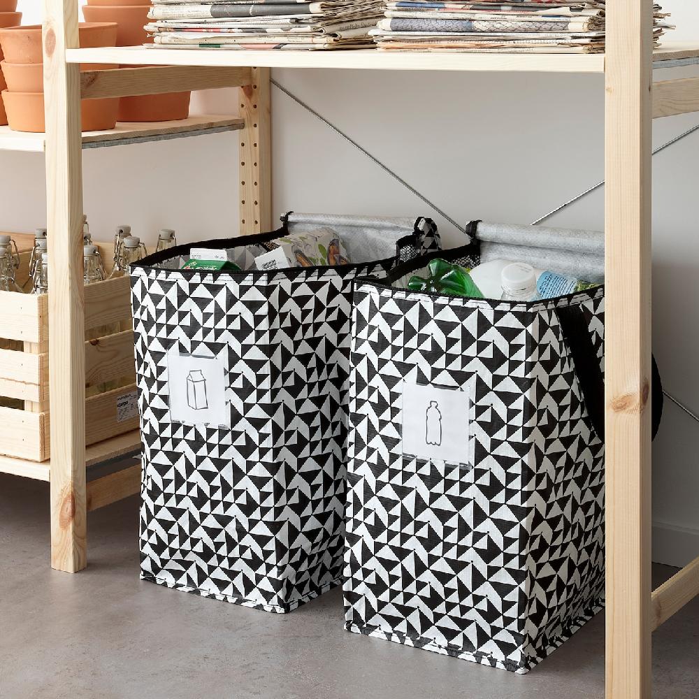 IKEA KNALLA Borsa Nero/bianco 40x25x47 Cm/47 L