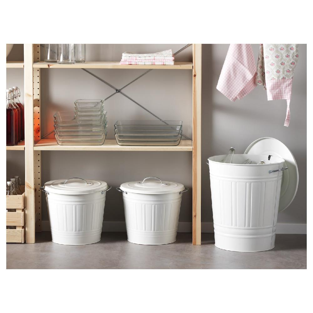 IKEA KNODD Bidone Con Coperchio Bianco 40 L