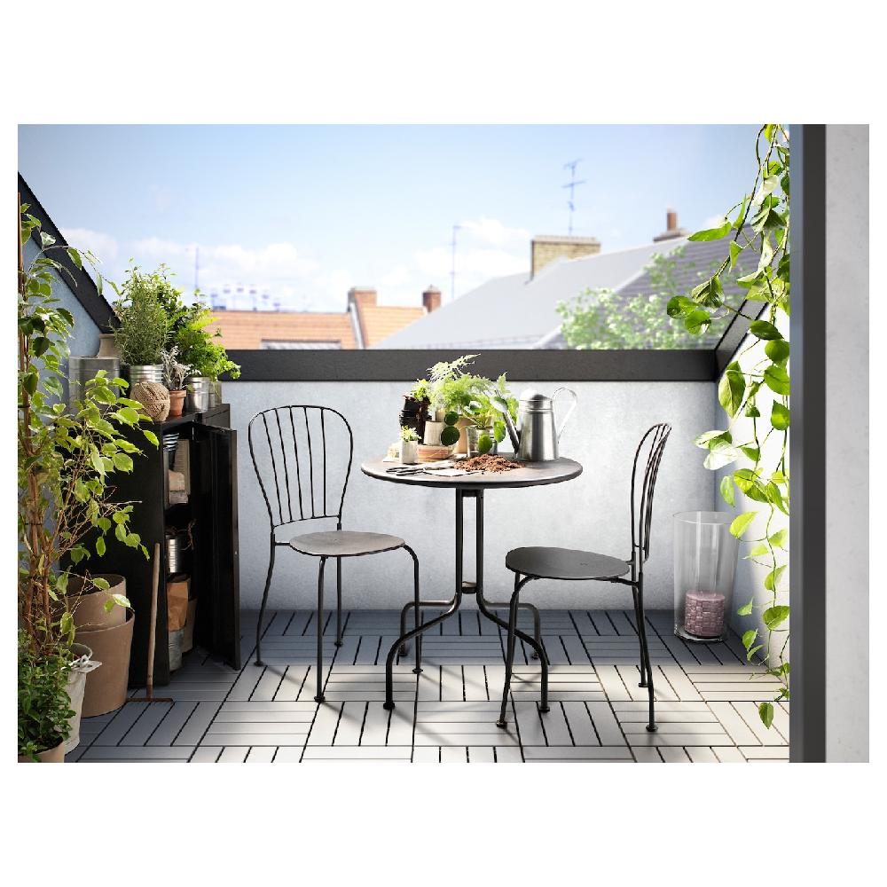 IKEA LÄCKÖ Tavolo+2 Sedie Da Giardino Grigio
