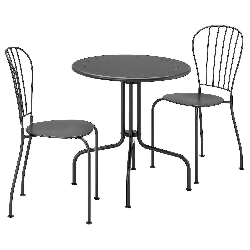IKEA LÄCKÖ Tavolo+2 sedie da giardino grigio