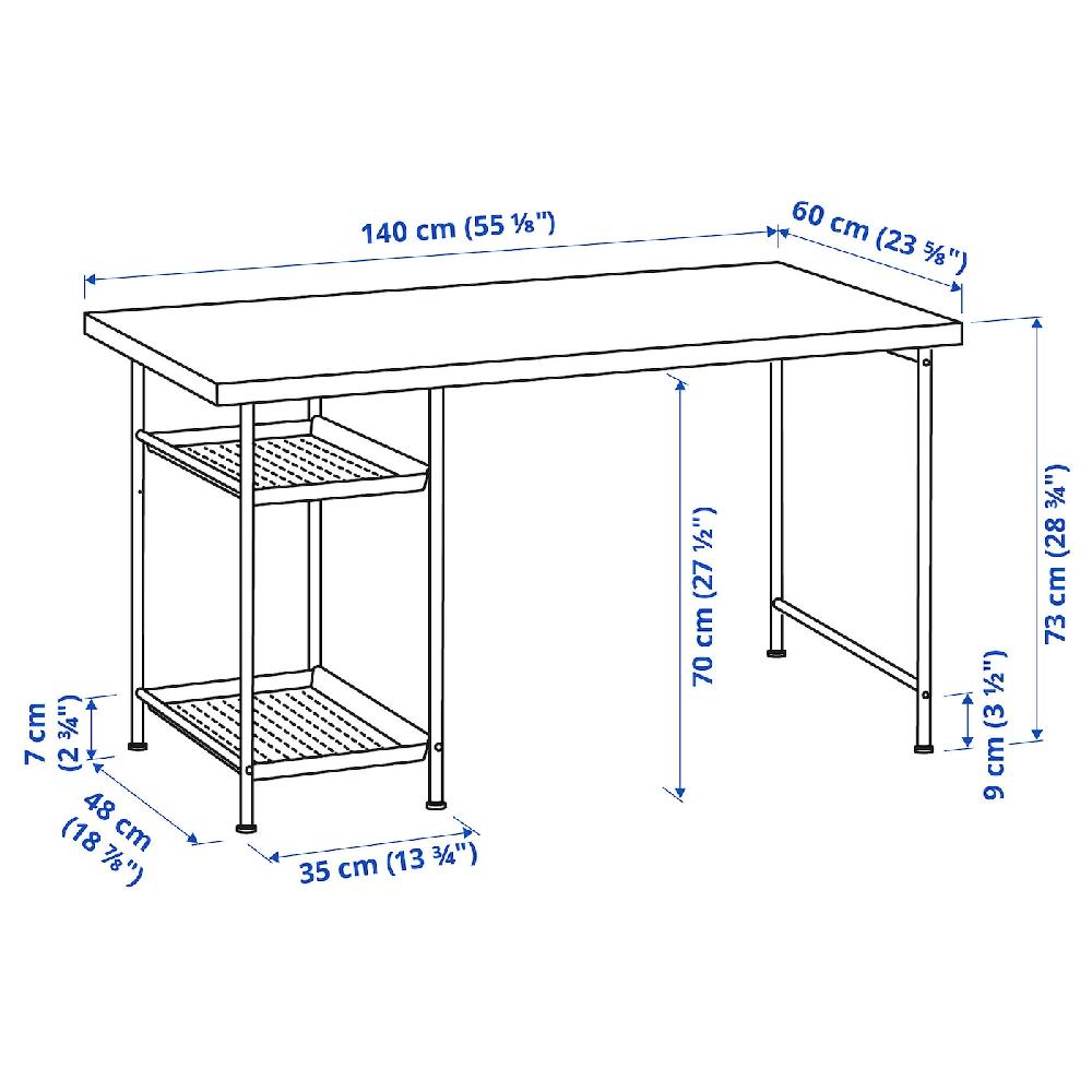 IKEA LAGKAPTEN Piano Tavolo Bianco 140x60 Cm