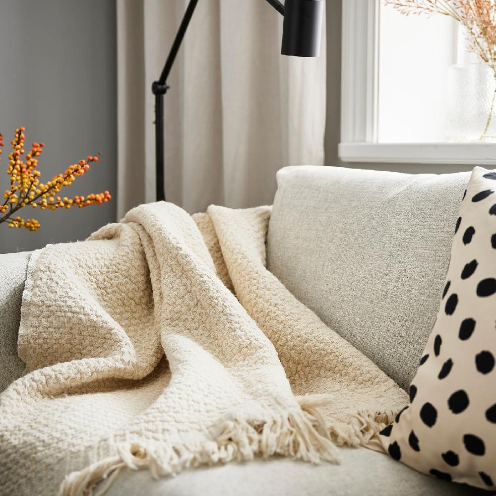 IKEA LAPPTÅG Plaid Bianco Sporco 130x170 Cm