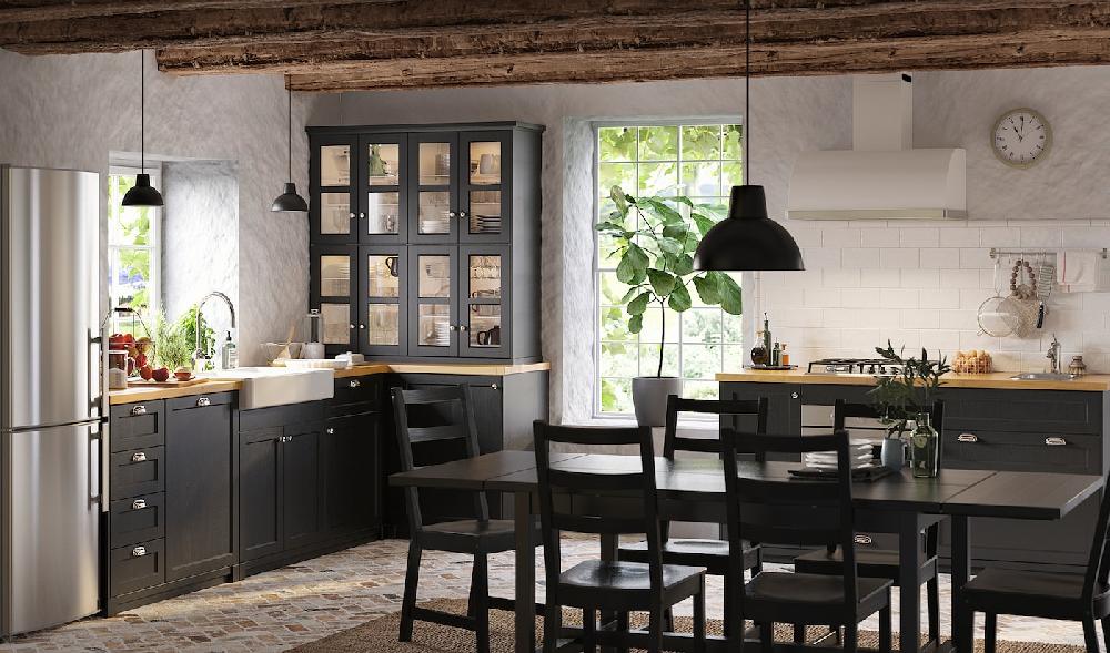 IKEA LERHYTTAN Zoccolo Mordente Nero 220x8 Cm
