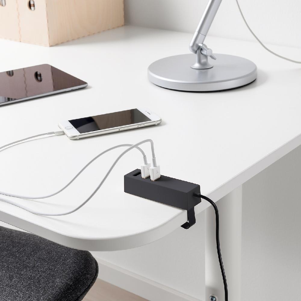 IKEA LÖRBY Caricabatteria USB Con Morsetto Nero