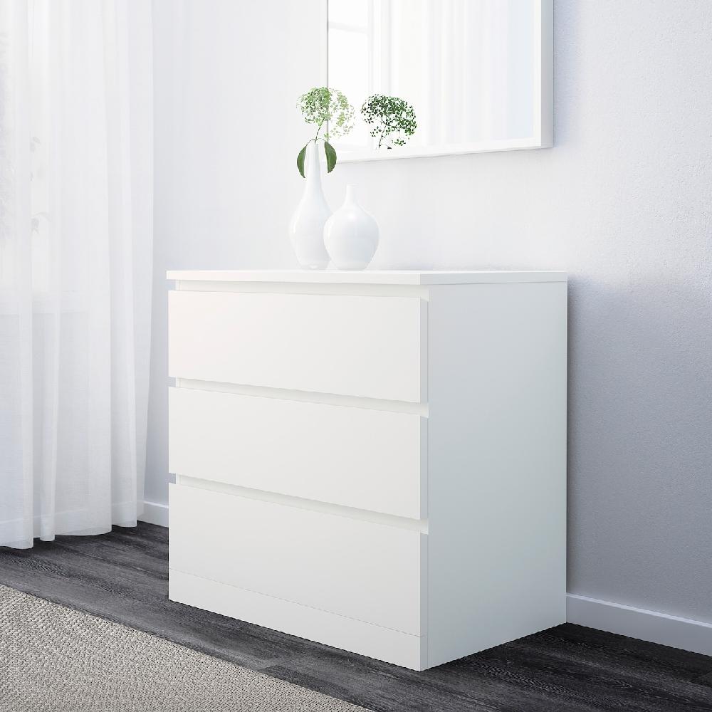 IKEA MALM Set Camera Da Letto 3 Pezzi Bianco