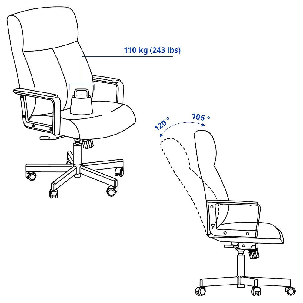IKEA MILLBERGET Sedia Girevole Murum Nero