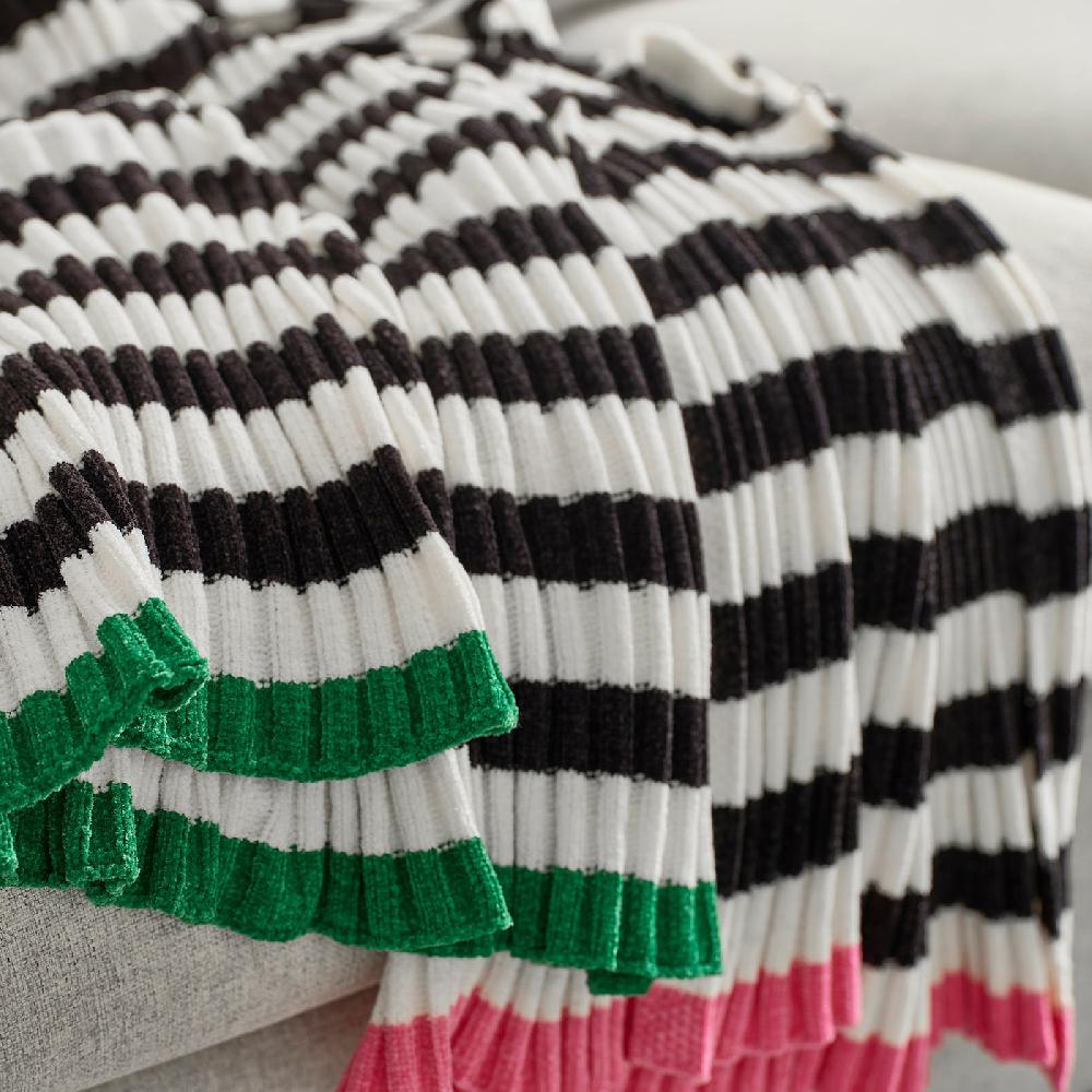 IKEA MOSSMOTT Plaid Nero/bianco 130x170 Cm