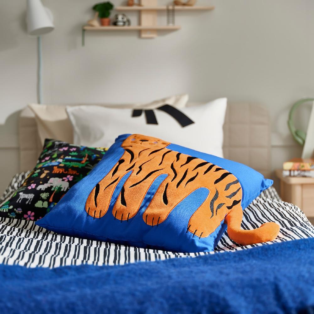IKEA NATTHÄGER Cuscino Blu/tigre 50x50 Cm