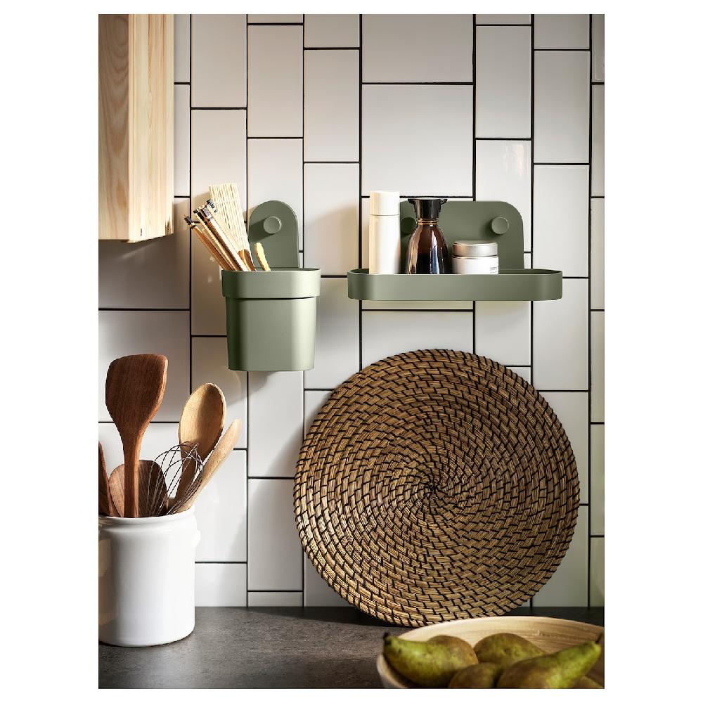 IKEA ÖBONÄS Contenitore Con Ventosa Grigio-verde