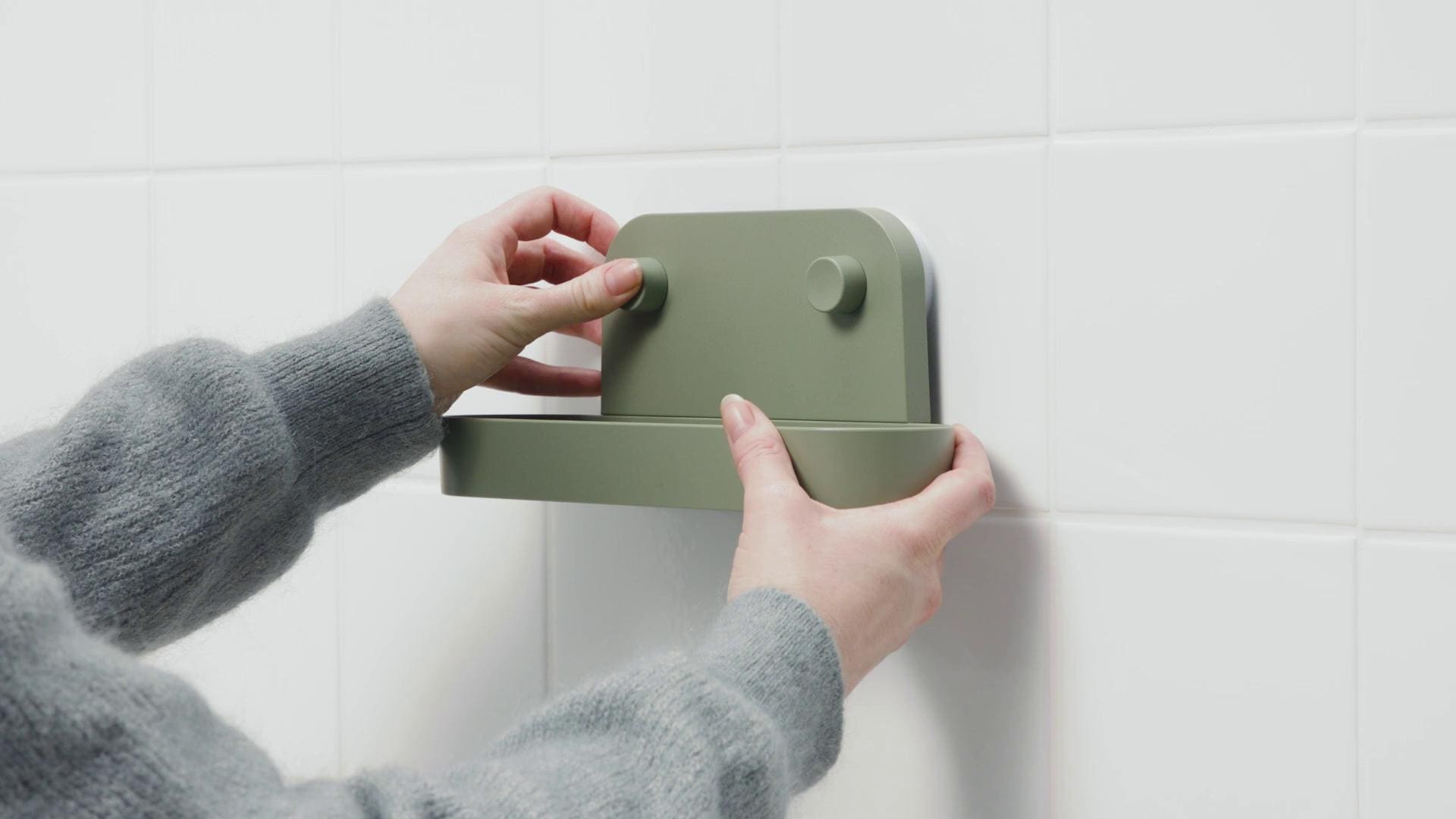 IKEA ÖBONÄS Mensola Con Ventosa Grigio-verde 28 Cm