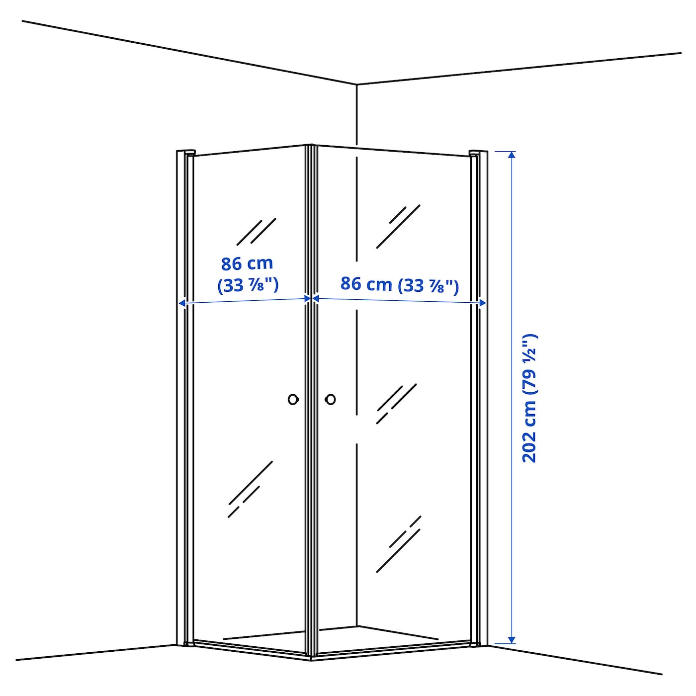 IKEA OPPEJEN Box Doccia Con 2 Porte 86x86x202 Cm