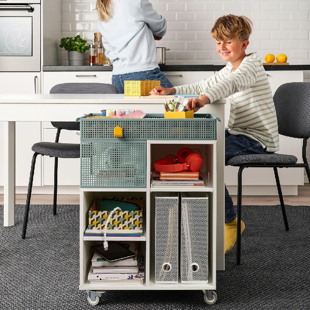 IKEA ÖVNING Carrello Bianco/grigio-verde 54x33 Cm