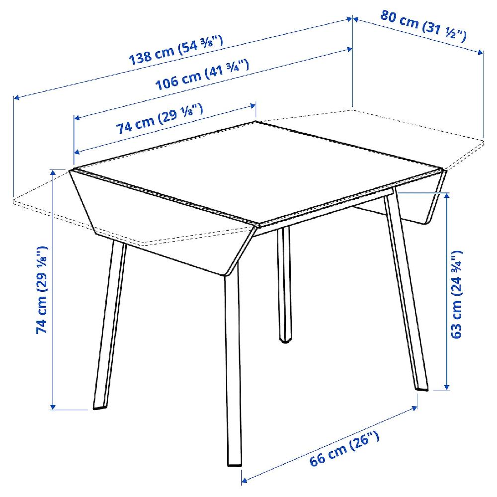 IKEA IKEA PS 2012 Tavolo Con Ribalte Bambù/bianco 74/106/138x80 Cm