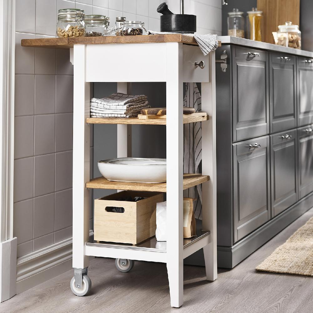 IKEA STENSTORP Carrello Bianco/rovere 45x43x90 Cm