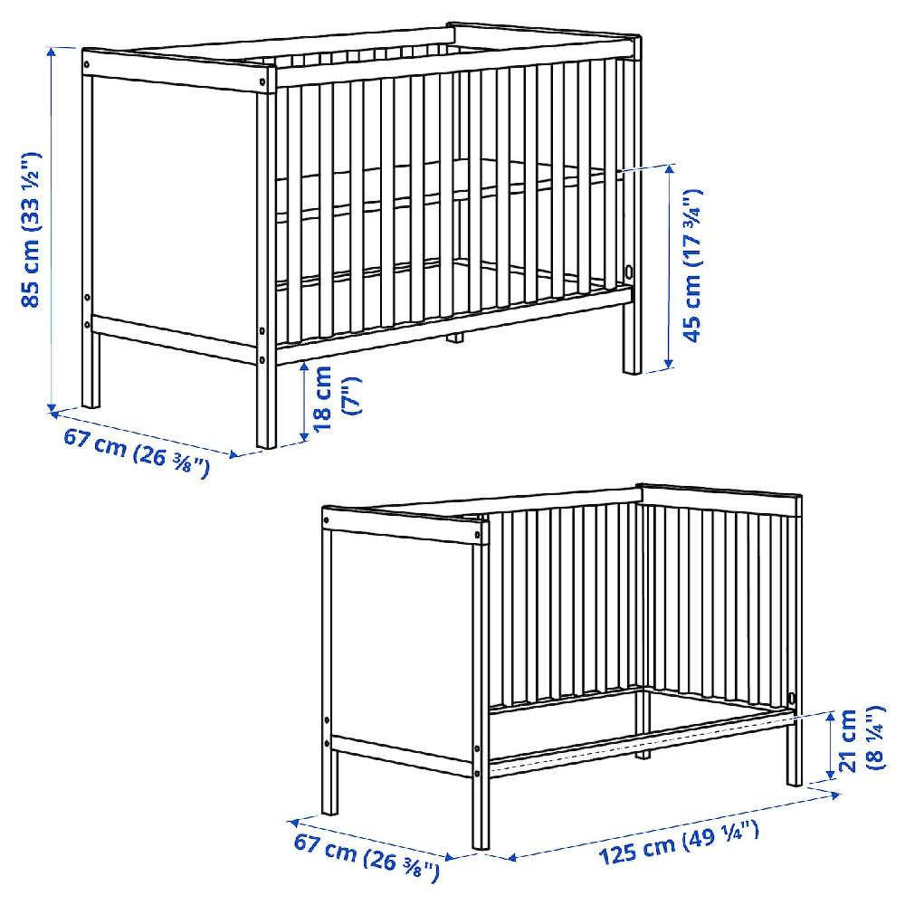 IKEA SUNDVIK Lettino Bianco 60x120 Cm