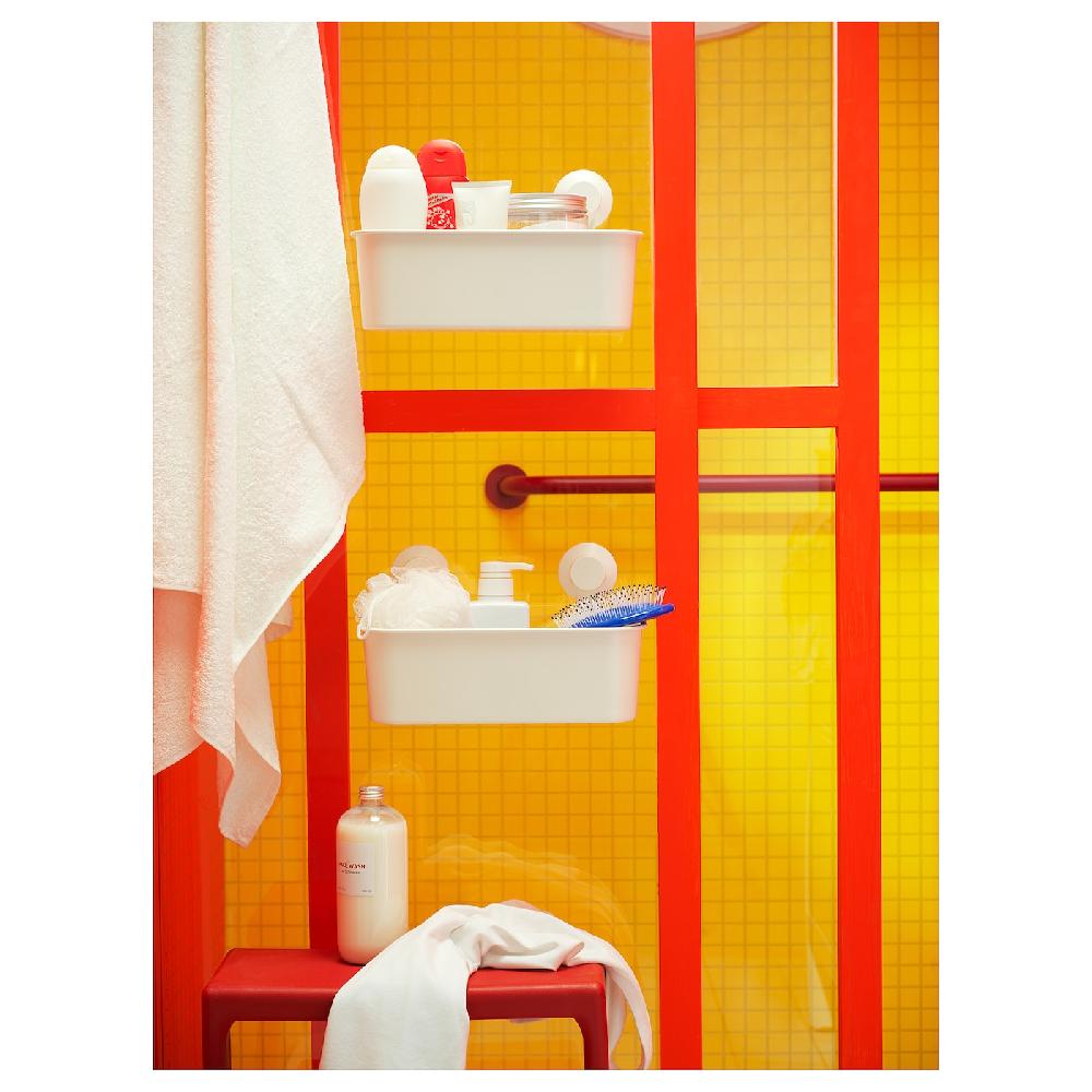 IKEA TISKEN Cestino Con Ventosa Bianco