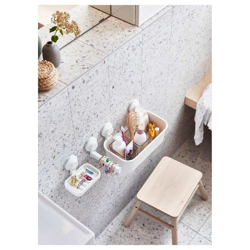 IKEA TISKEN Cestino Con Ventosa Bianco