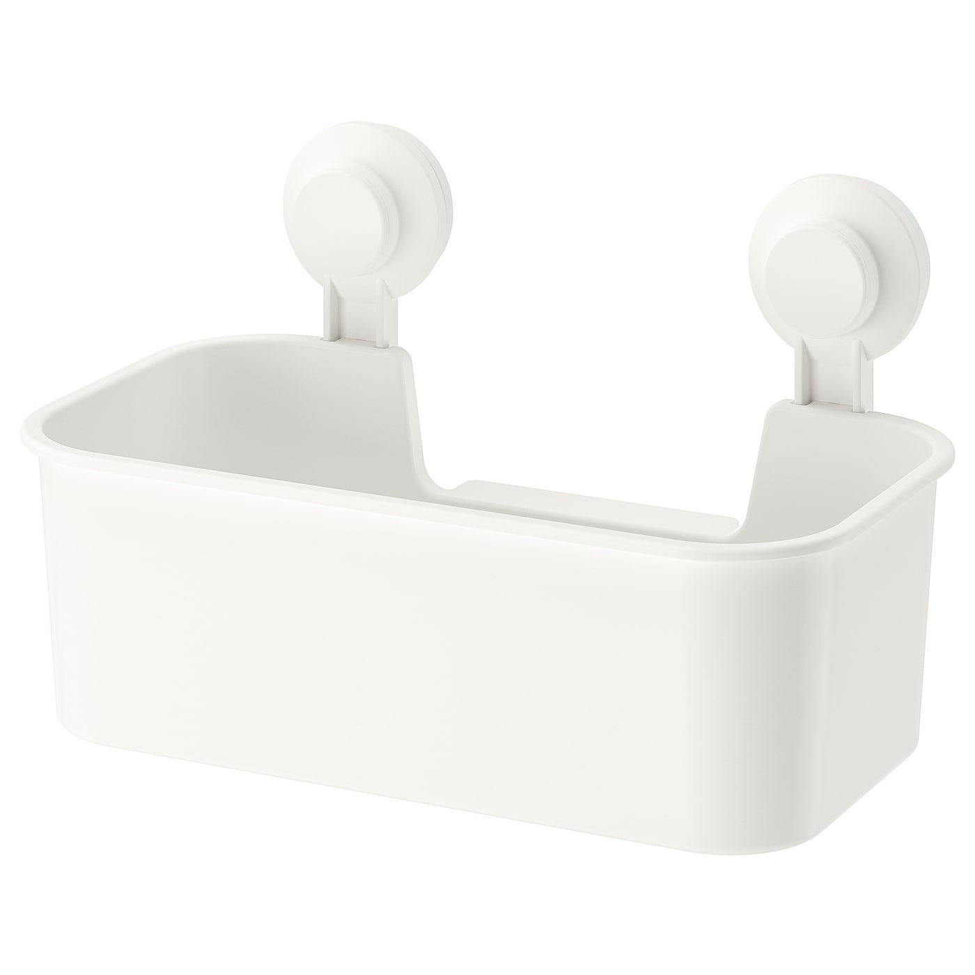 IKEA TISKEN Cestino con ventosa bianco