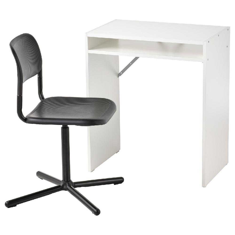 IKEA TORALD / SMÄLLEN Scrivania e sedia bianco/nero
