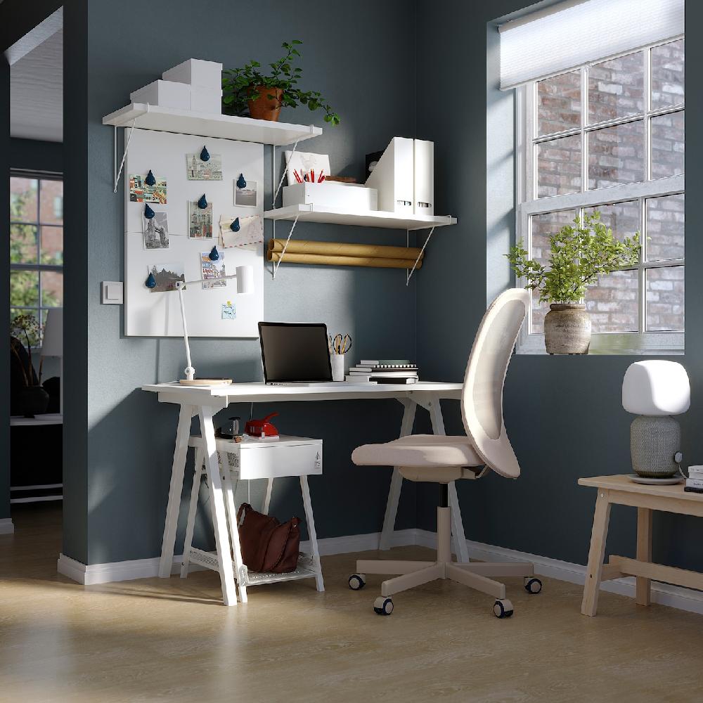 IKEA TROTTEN Piano Tavolo Bianco 120x70 Cm