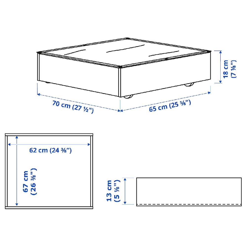 IKEA VARDÖ Contenitore Sottoletto Bianco 65x70 Cm