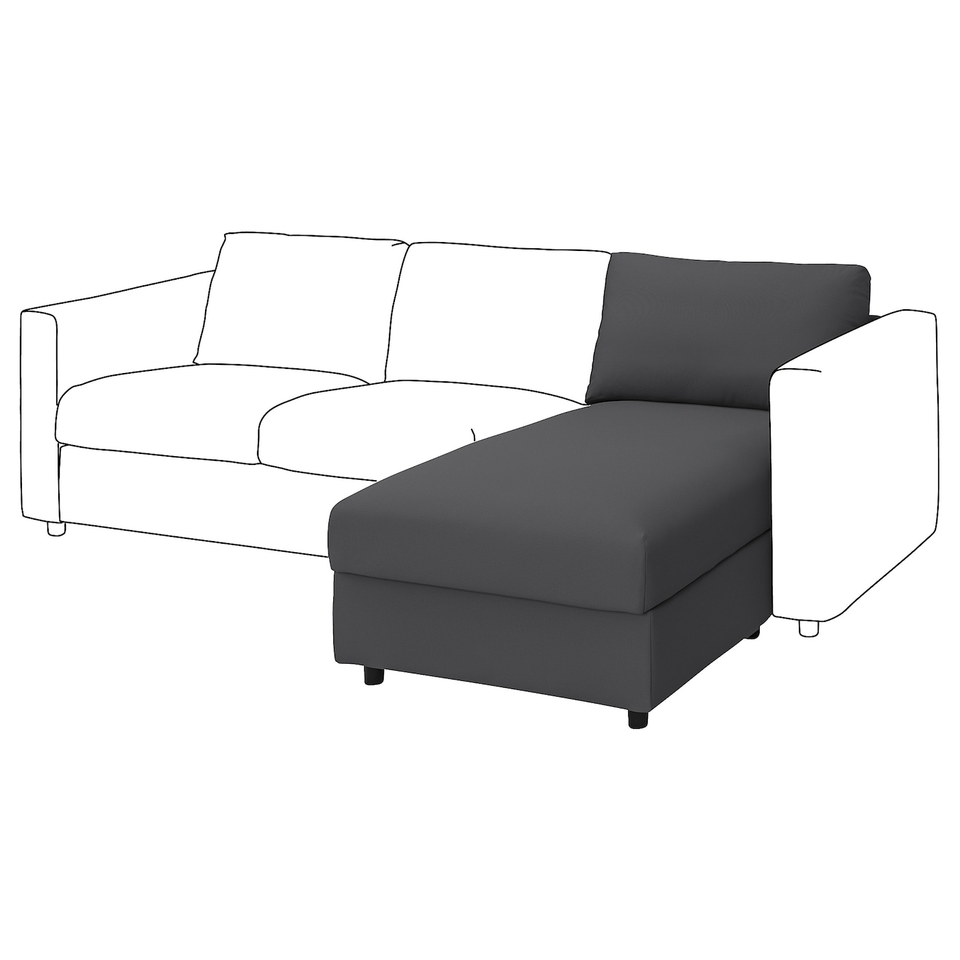 IKEA VIMLE Fodera Per Chaise-longue Hallarp Grigio