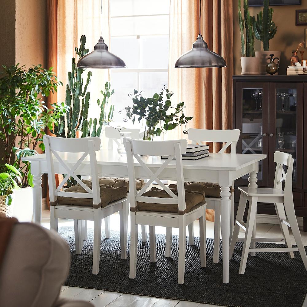 IKEA INGATORP / INGOLF Tavolo E 4 Sedie Bianco 155/215 Cm