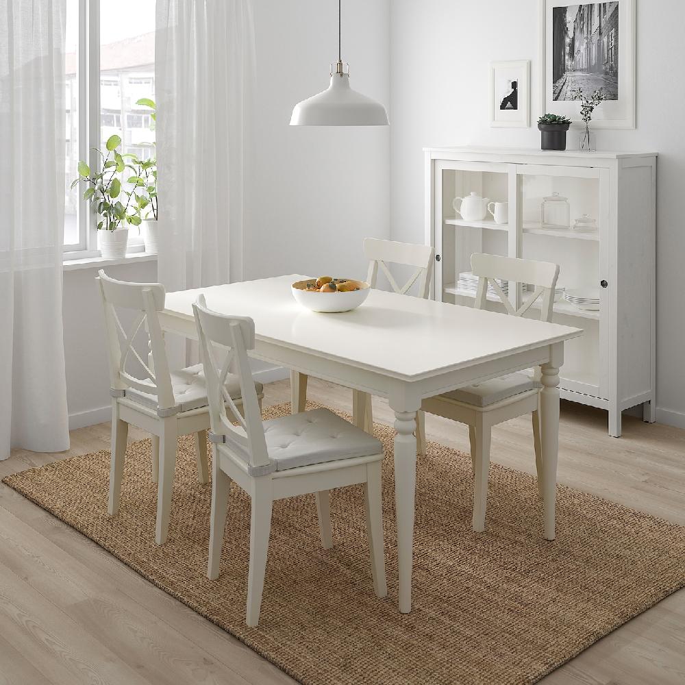 IKEA INGATORP / INGOLF Tavolo E 4 Sedie Bianco 155/215 Cm