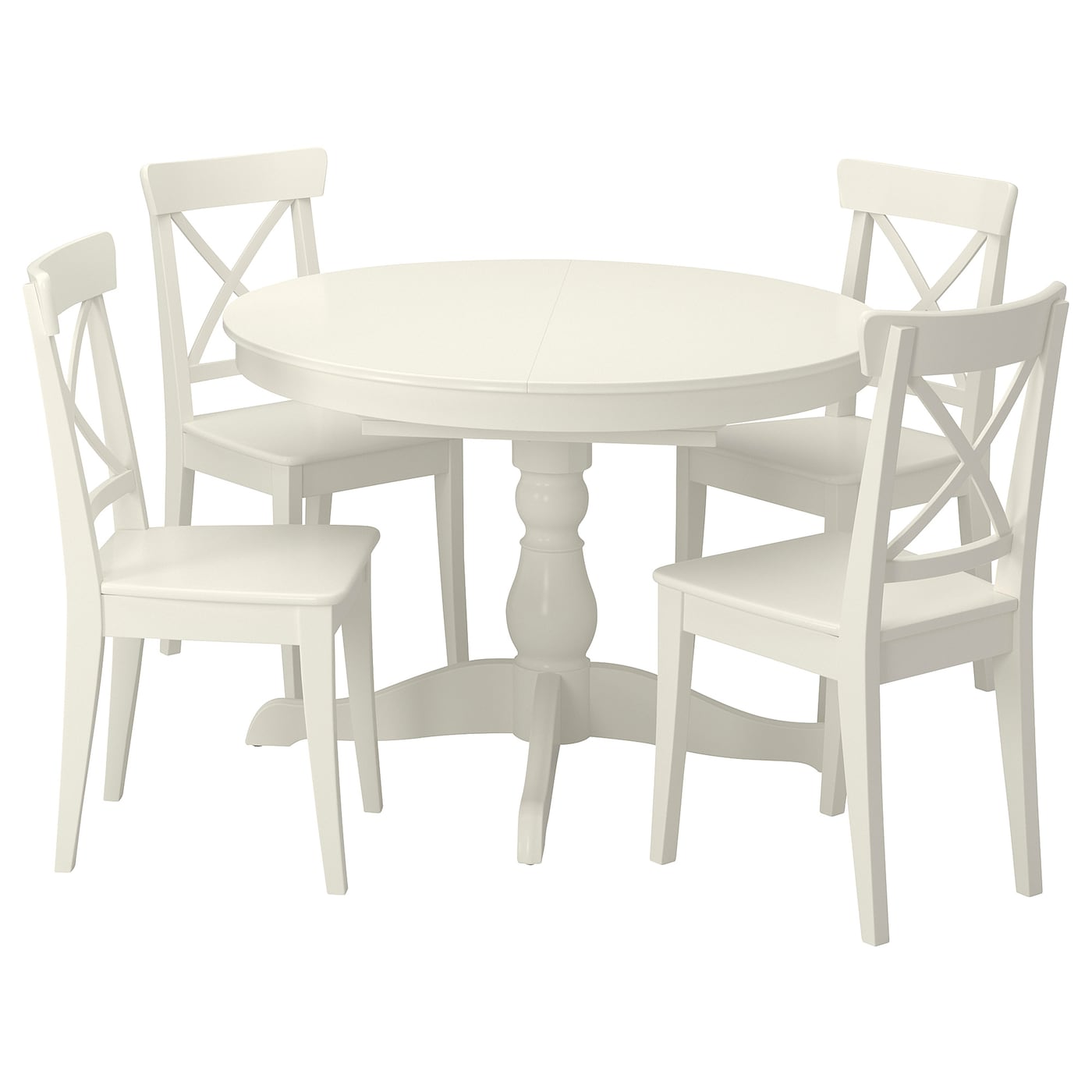 IKEA INGATORP / INGOLF Tavolo e 4 sedie bianco/bianco 110/155 cm