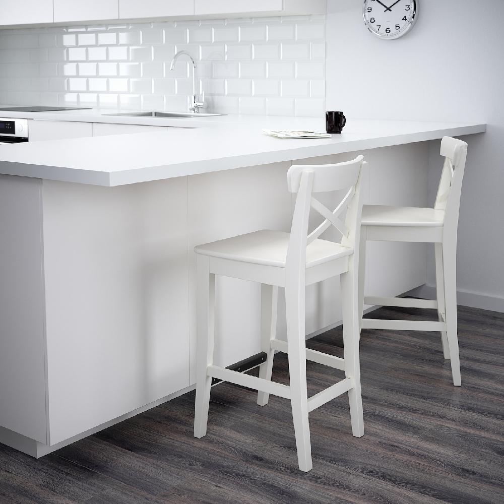 IKEA INGOLF Sgabello Bar Con Schienale Bianco 63 Cm