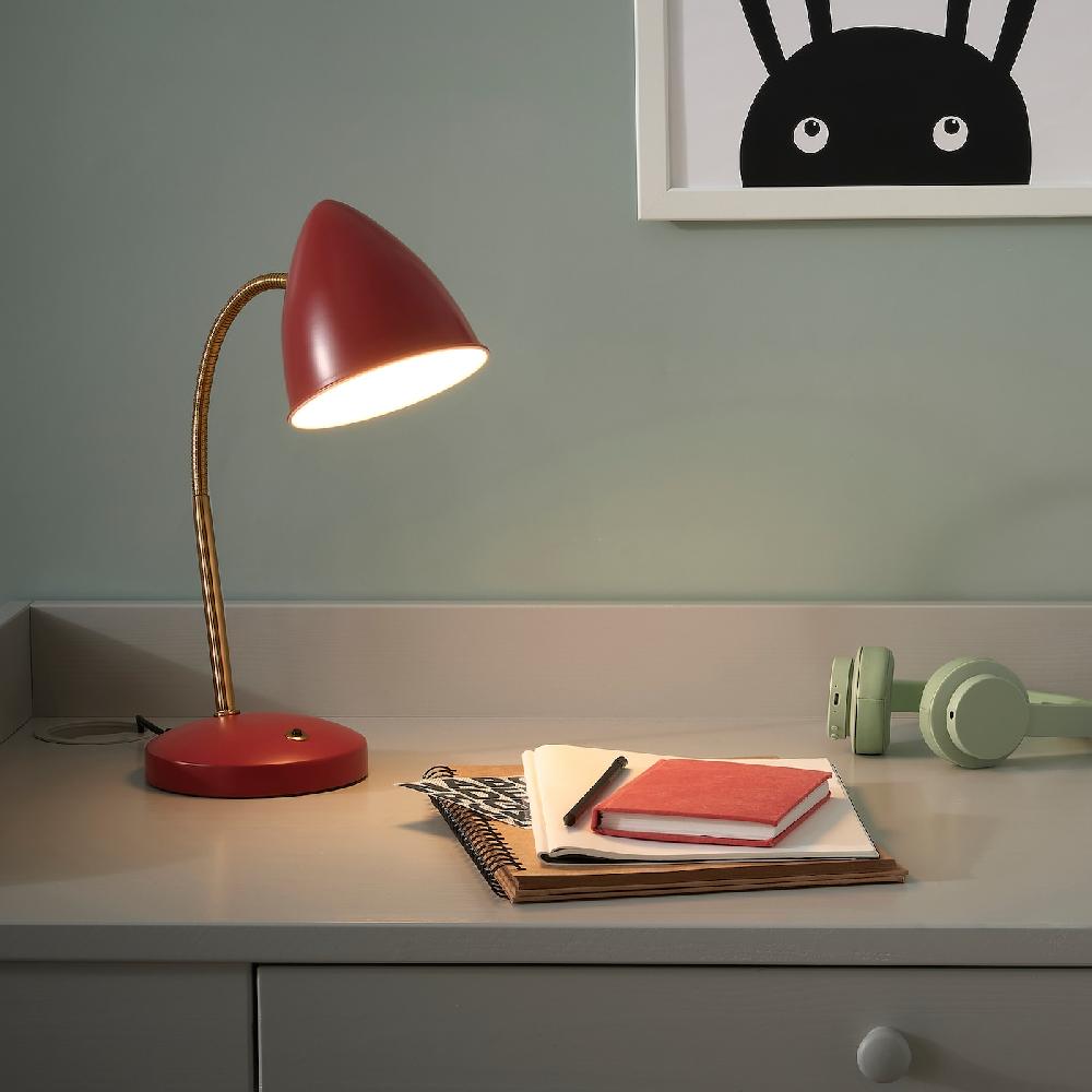 IKEA ISNÅLEN Lampada Da Lavoro A LED Rosso/color Ottone