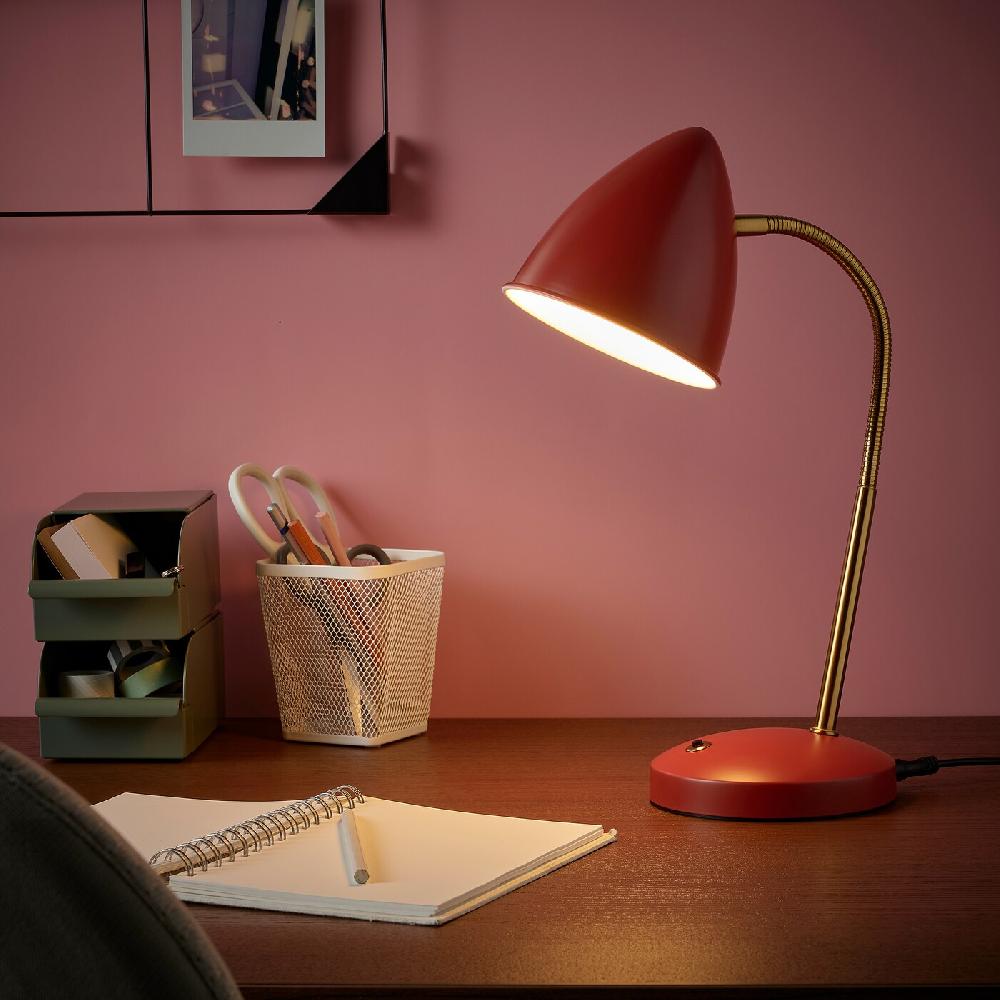 IKEA ISNÅLEN Lampada Da Lavoro A LED Rosso/color Ottone