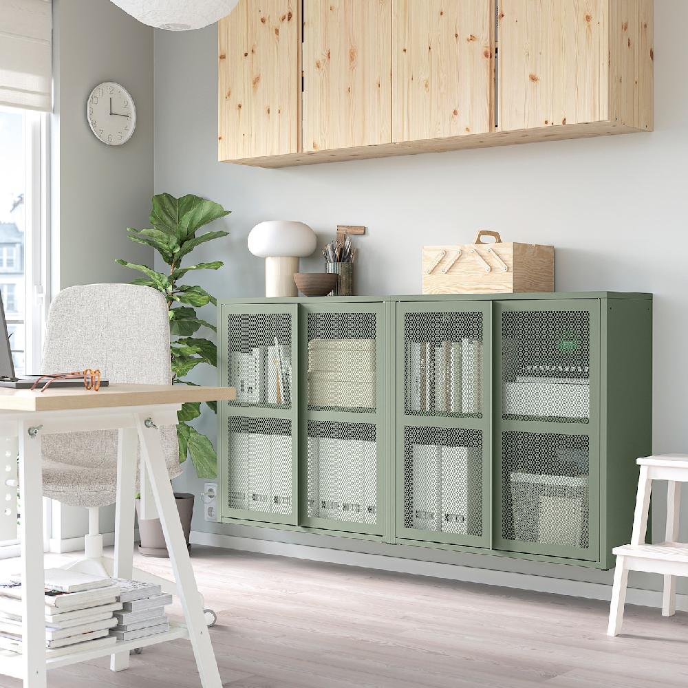 IKEA IVAR Mobile Con Ante Grigio-verde Rete 160x30x83 Cm