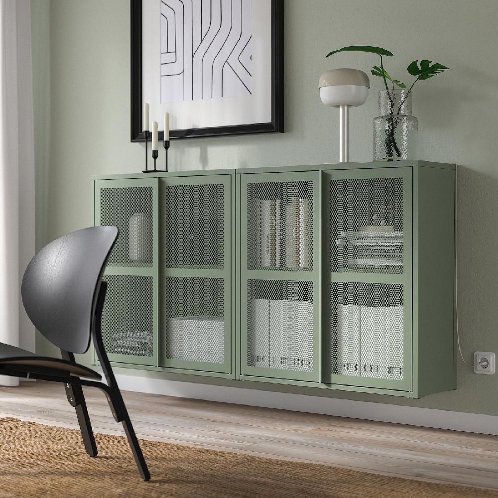 IKEA IVAR Mobile Con Ante Grigio-verde Rete 160x30x83 Cm
