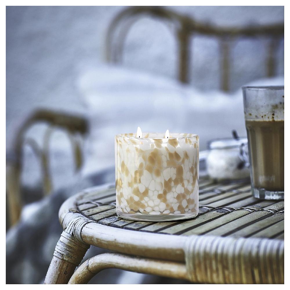 IKEA JÄMLIK Candela Profumata In Vetro 2 Stopp Vaniglia/grigio Chiaro-beige 50 H