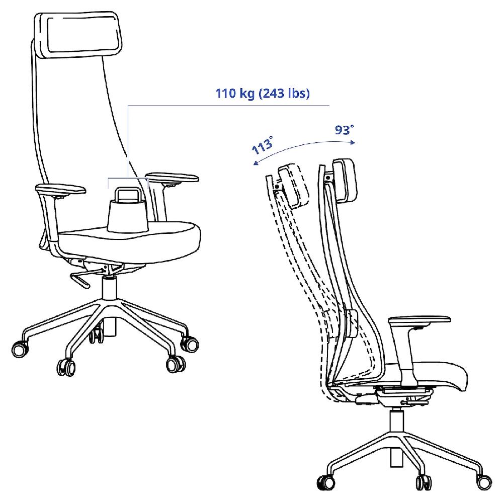 IKEA JÄRVFJÄLLET Sedia Da Ufficio Con Braccioli Glose Nero